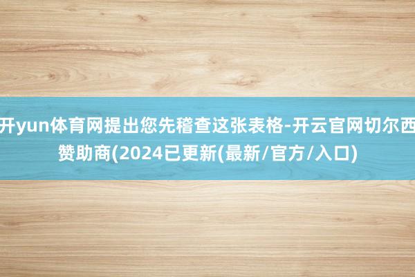 开yun体育网提出您先稽查这张表格-开云官网切尔西赞助商(2024已更新(最新/官方/入口)